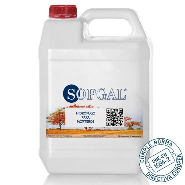 Hidrófugo para morteros Sopgal con certificado norma CE une-en 1504-2