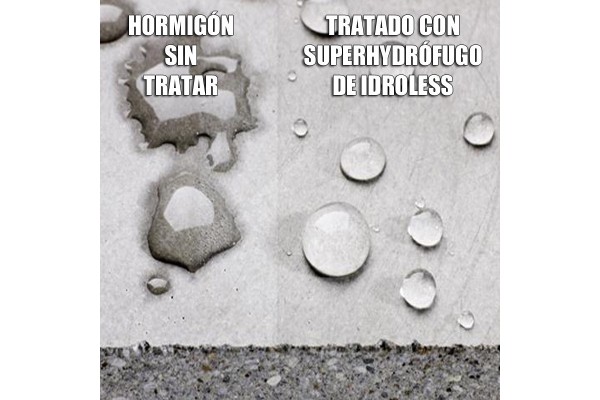 Hormigón tratado con Superhydrófugo Antimanchas de Idroless