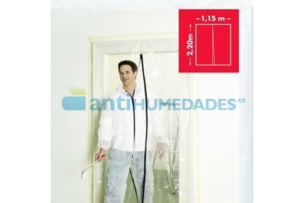 Puerta antipolvo lavable y transparente para obras y reformas