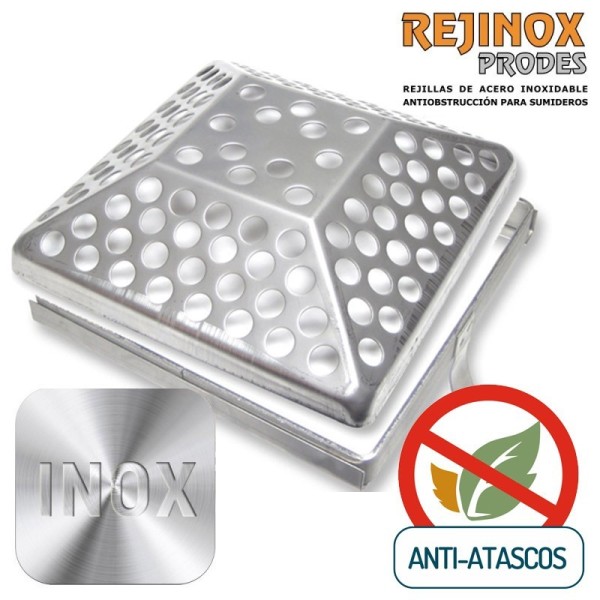 Rejilla Anti Atascos Piramidal en Acero Inoxidable y marco encastrable