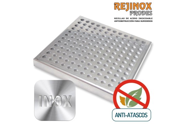 Rejilla de acero inoxidable de tapa plana de Rejinox Prodes con sistema anti-atascos
