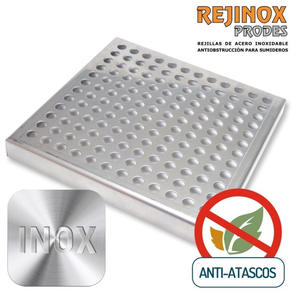 Rejilla de acero inoxidable de tapa plana de Rejinox Prodes con sistema anti-atascos