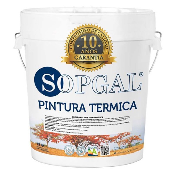 Pintura térmica acústica Sopgal con 10 años de garantia, eficiente energeticamente y ecológica