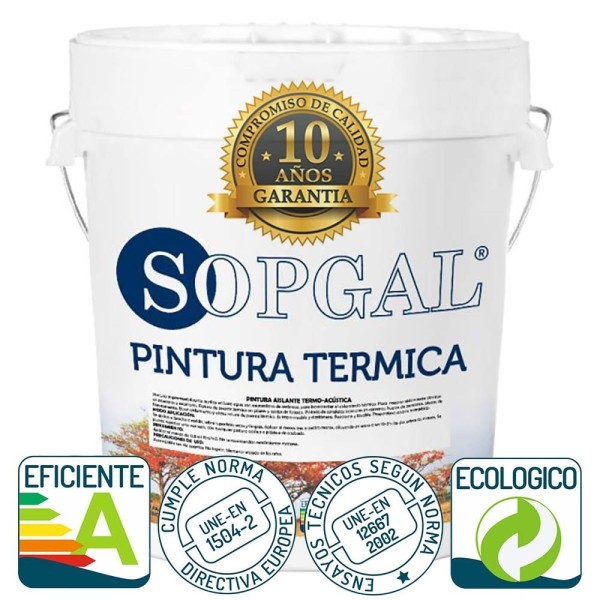 Pintura térmica acústica Sopgal con 10 años de garantía, eficiente energéticamente y ecológica