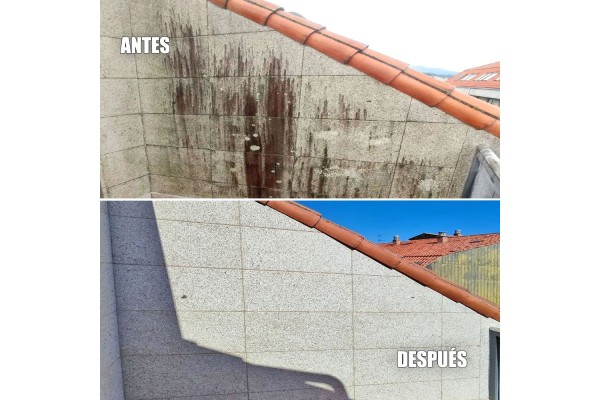 Antes y después de una limpieza profunda de fachada con el limpiador de Antihumedades