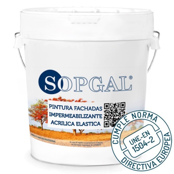 Pintura Impermeabilizante Fachadas 100% Acrílica de Sopgal Homologada según norma UNE-EN 1504-2