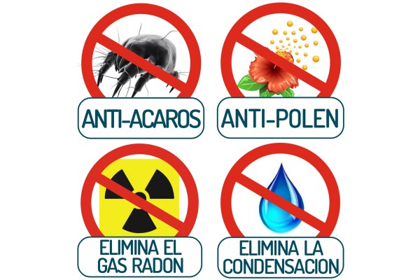 Filtro anti-ácaros, anti-polen, elimina el gas radón y elimina la condensación