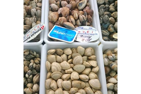 Bandeja blanca uso alimentario para mariscos