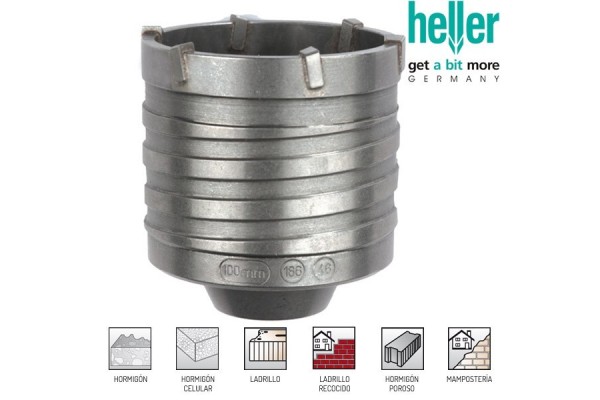Corona de perforación Heller 100 mm para ladrillo y Hormigón