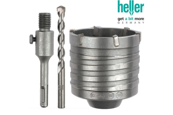 Kit completo - Corona de perforación 100 mm + Broca de Centrado + Husillo SDS Plus