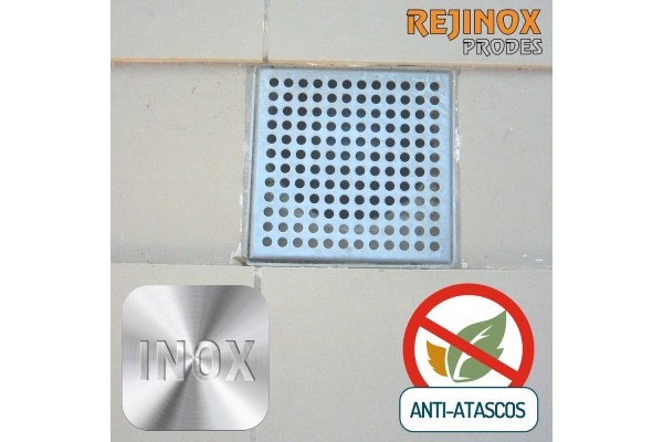 Rejilla con Sistema Anti Atascos Marco + Tapa Plana en Acero Inoxidable de Rejinox Prodes